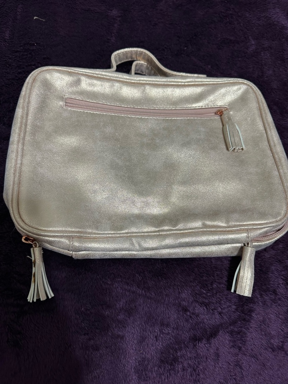 Metallic Gold Travel Cosmetic Bag with Tassel